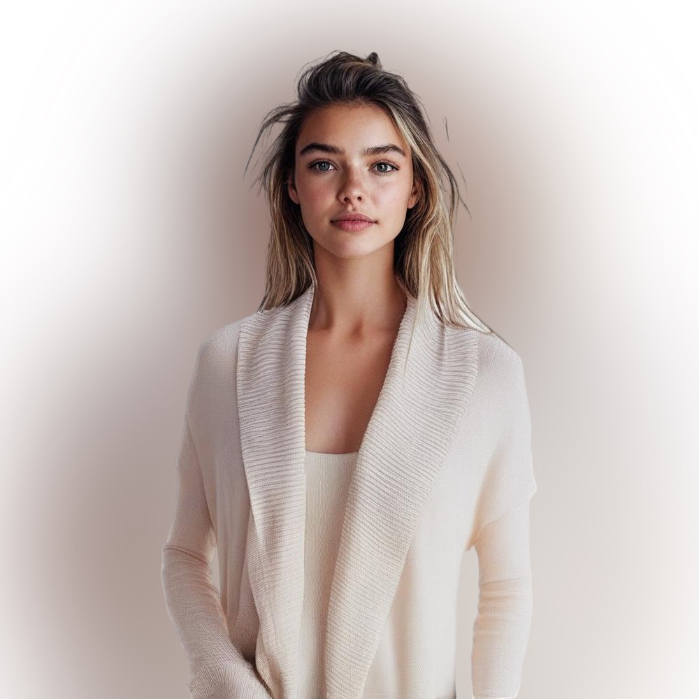 Old Navy Cream Open-Front Shawl Collar Cardigan - Picture 2 of 13